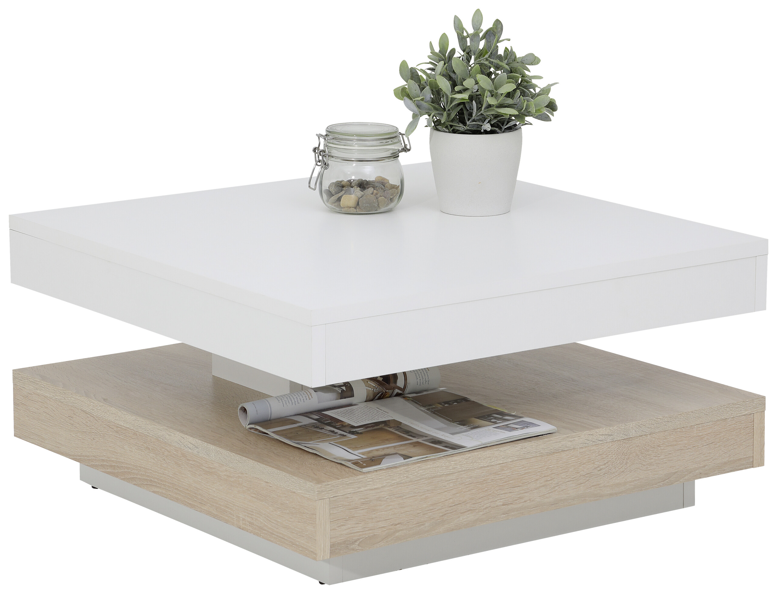 Hela Couchtisch ANDY weiß Eiche Sonoma Holzwerkstoff Holzwerkstoff B/H/T: ca. 67x35x67 cm