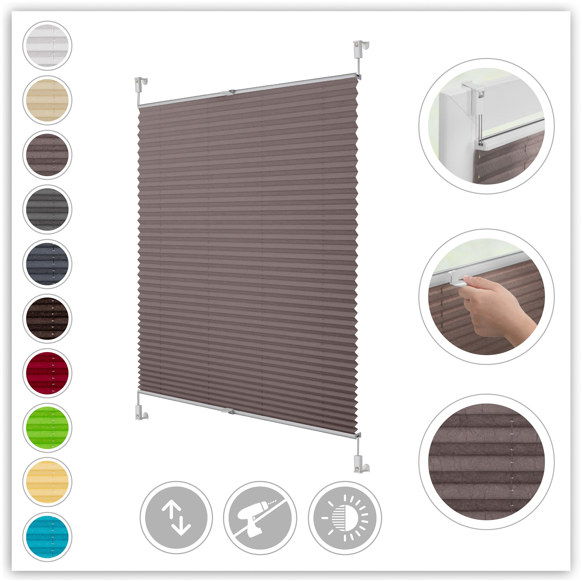 LICHTBLICK Spannplissee taupe B/L: ca. 60x130 cm