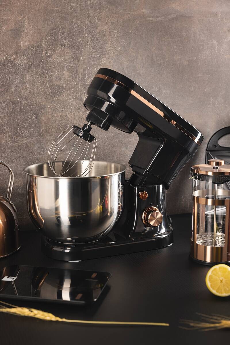 BERGNER Küchenmaschine silber schwarz Edelstahl B/H/L: ca. 25x32,5x39 cm