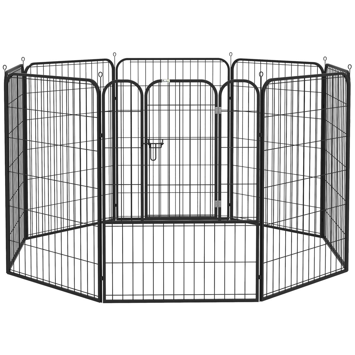 PawHut Welpenauslauf Freigehege schwarz Edelstahl B/H/L: ca. 79x79x100 cm