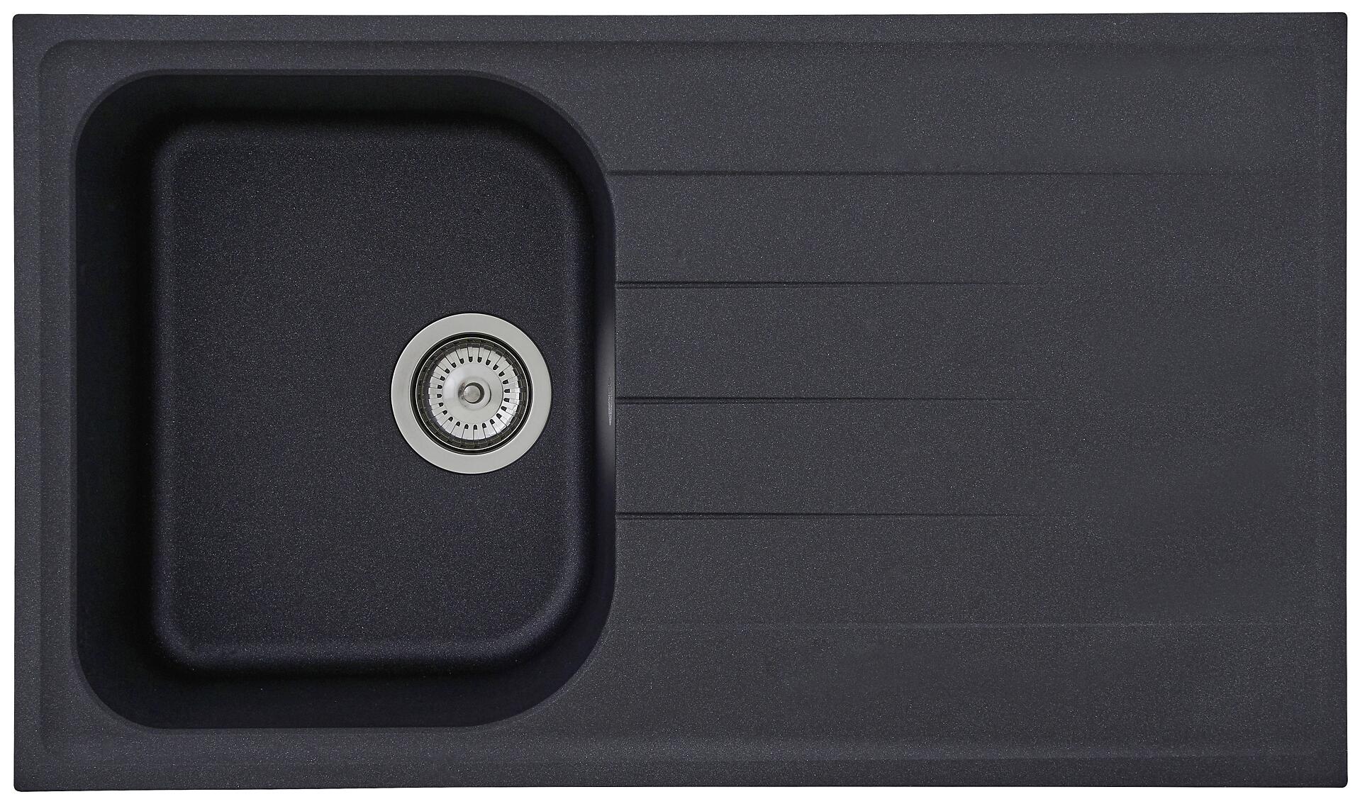 Respekta Einbauspüle Orlando 86 x 50 S schwarz Granitverbundmaterial B/H/T: ca. 86x20,9x50 cm