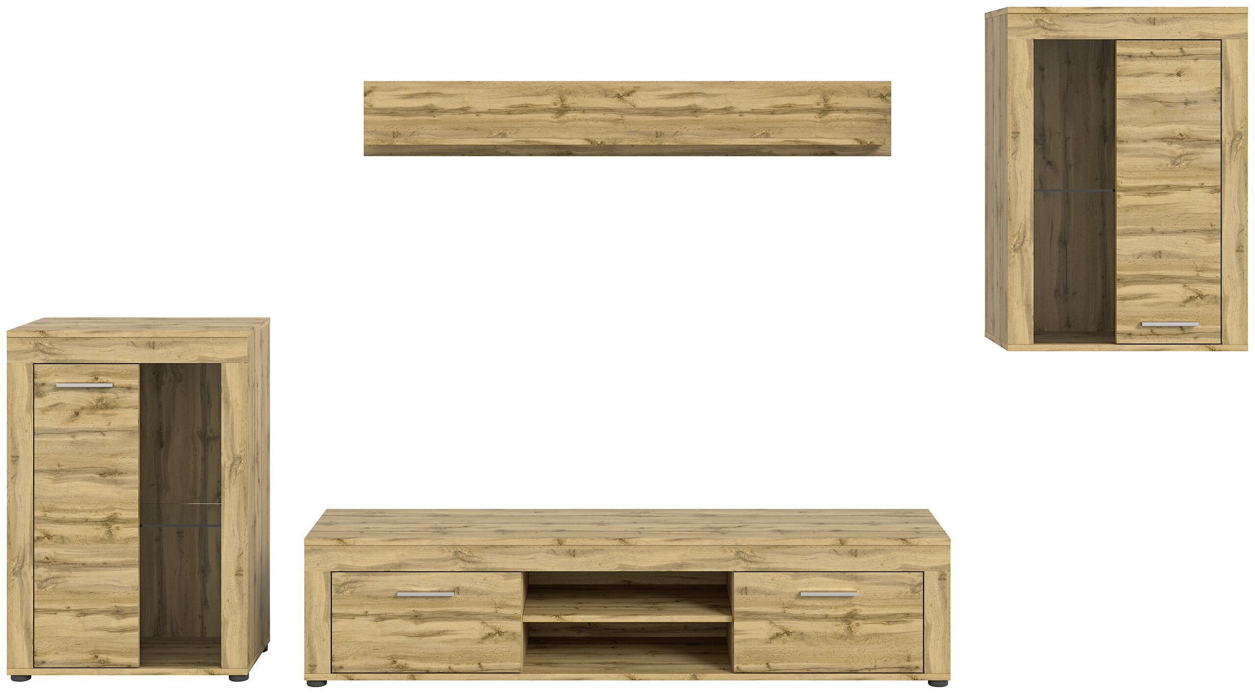 Wohnwand Jam Eiche Wotan Nachbildung B/H/T: ca. 310x169x35 cm