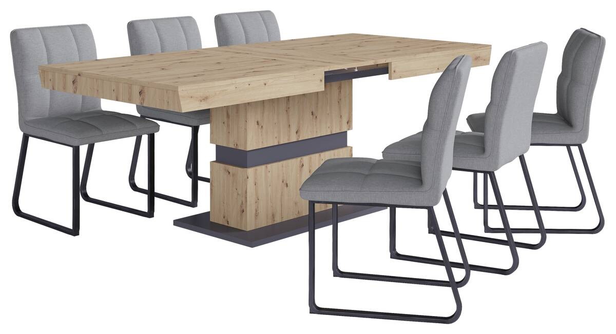 Stuhl TALEA 2er-Set hellgrau schwarz Webstoff Metall B/H/T: ca. 46x86x55 cm