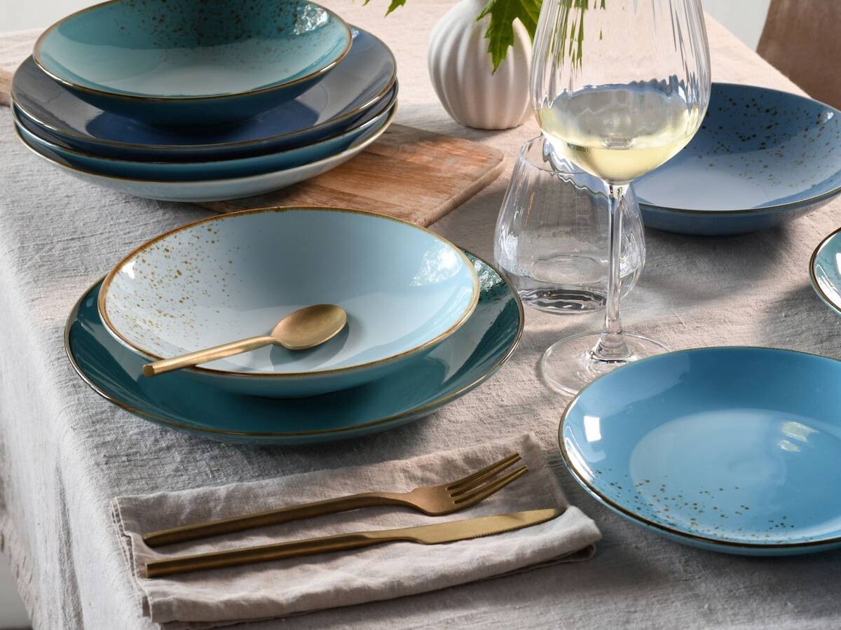 CreaTable Tafelservice Nature Collection Aqua blau Keramik 12 tlg.