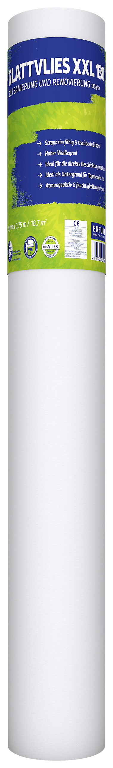 Erfurt Glattvlies XXL 130 weiß B/L: ca. 75x2500 cm