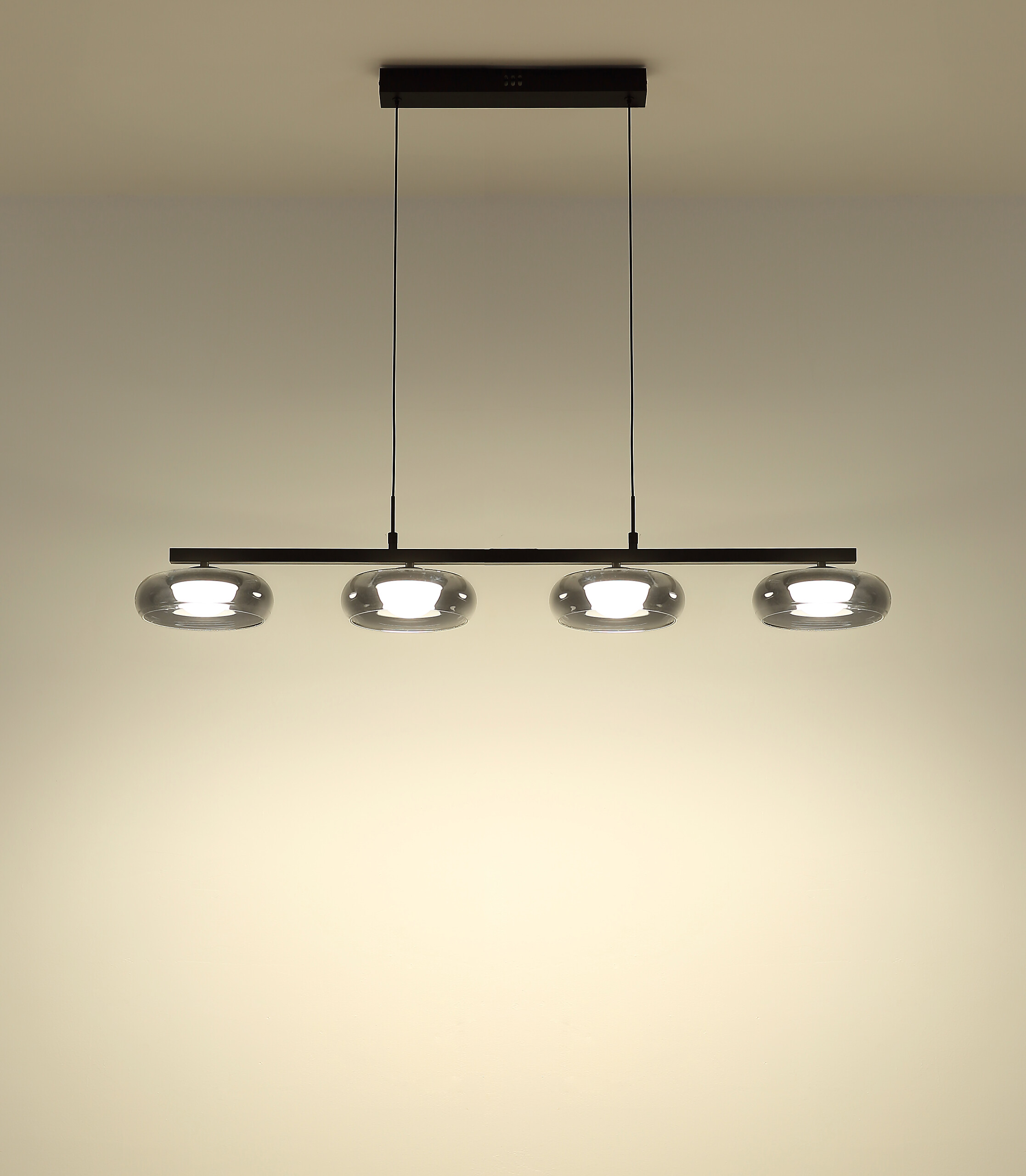 GLOBO Hängeleuchte Rauch schwarz Glas Metall B/H/L: ca. 26x17x124 cm