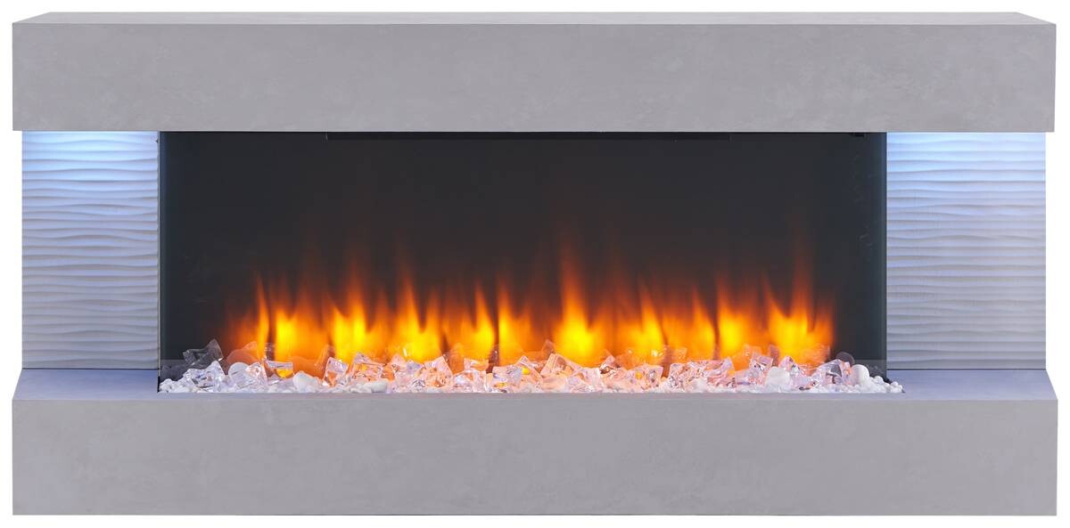 Balderia Wandkamin Helia grau MDF B/H/T: ca. 127x60x25 cm