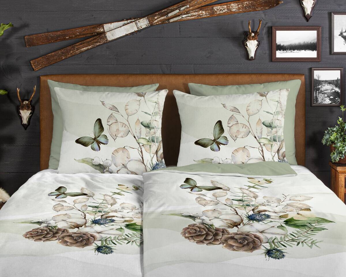 Baumwoll Bettwäsche Marjan Flanell grün Baumwolle B/L: ca. 155x220 cm