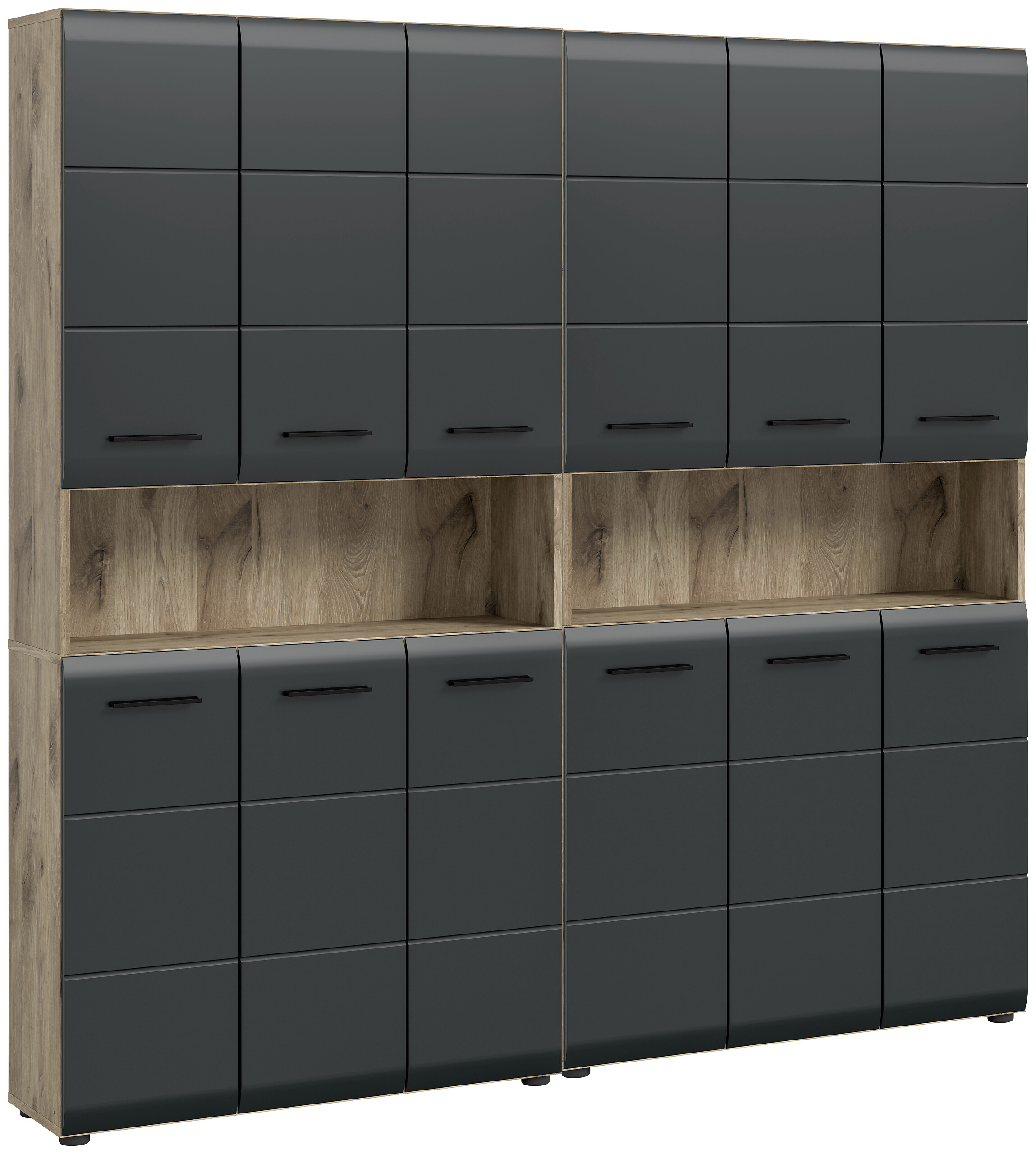 Badezimmer-Set Ice Nox Oak Nachbildung schwarz matt B/H/T: ca. 180x185x30 cm Badezimmer-Set Ice Nox Oak Nachbildung schwarz matt B/H/T: ca. 180x185x30 cm