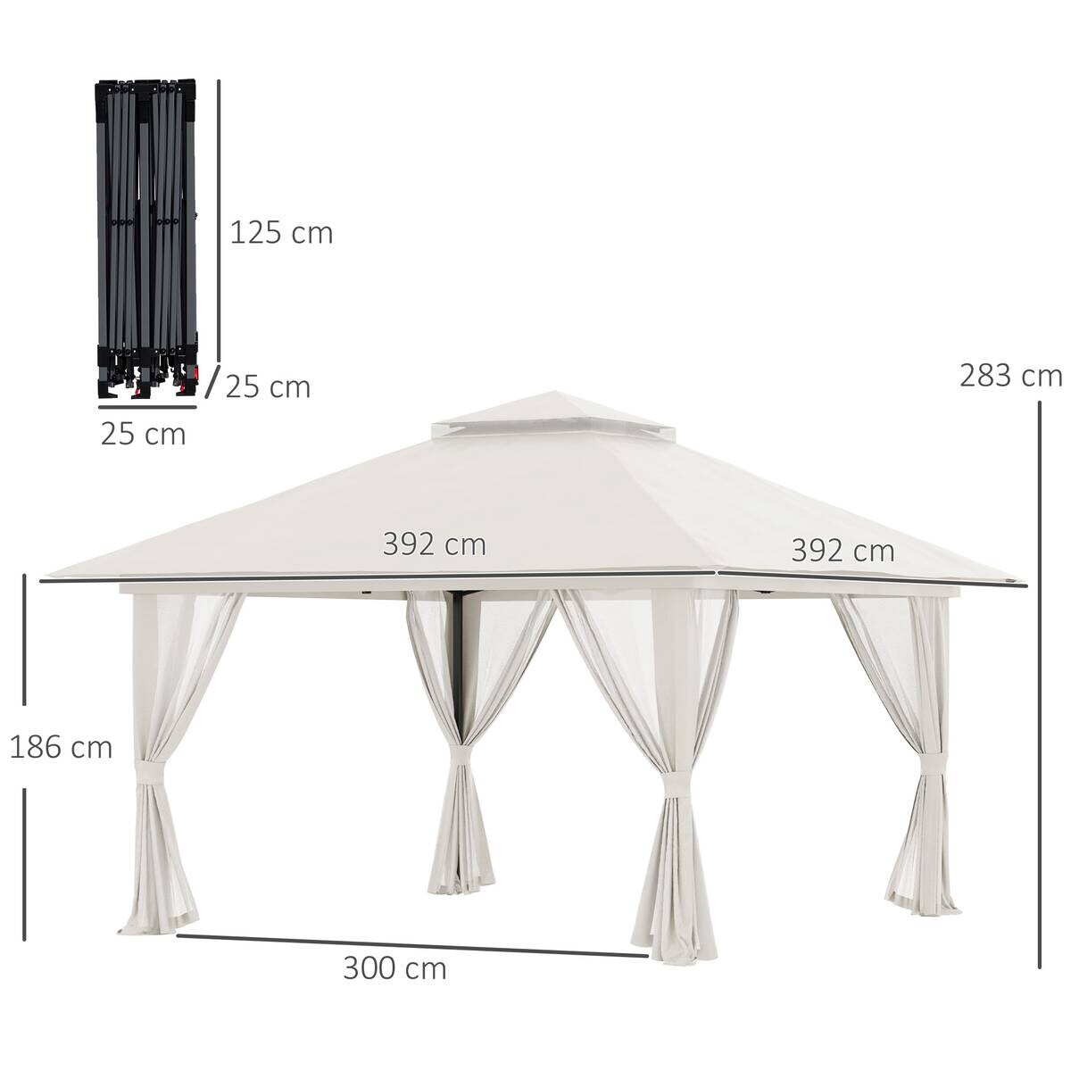 Outsunny Pavillon cremeweiß Polyester B/H/L: ca. 392x283x392 cm