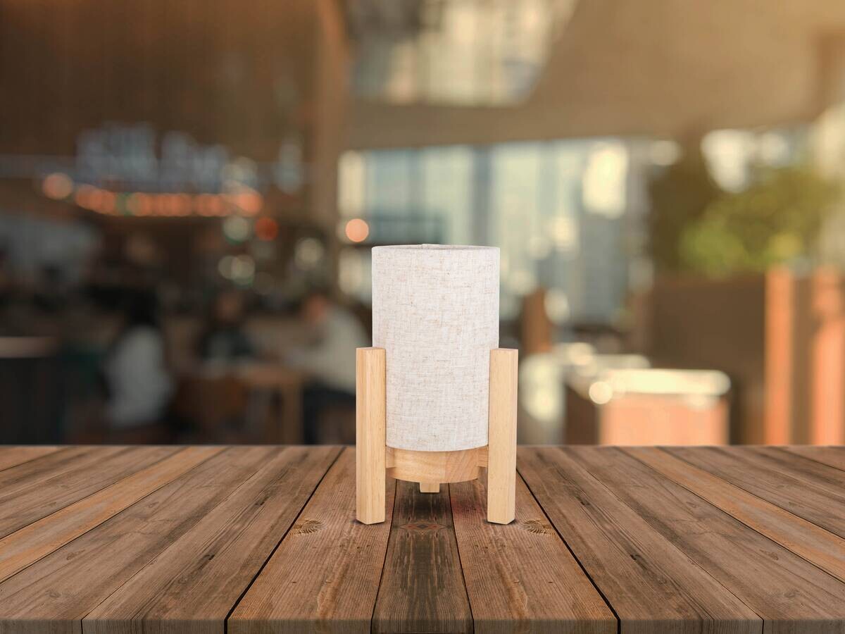 Näve Leuchten Tischleuchte 5305227 natur Holz Textil B/H/T: ca. 16,2x25x16,2 cm null 1 Brennstellen