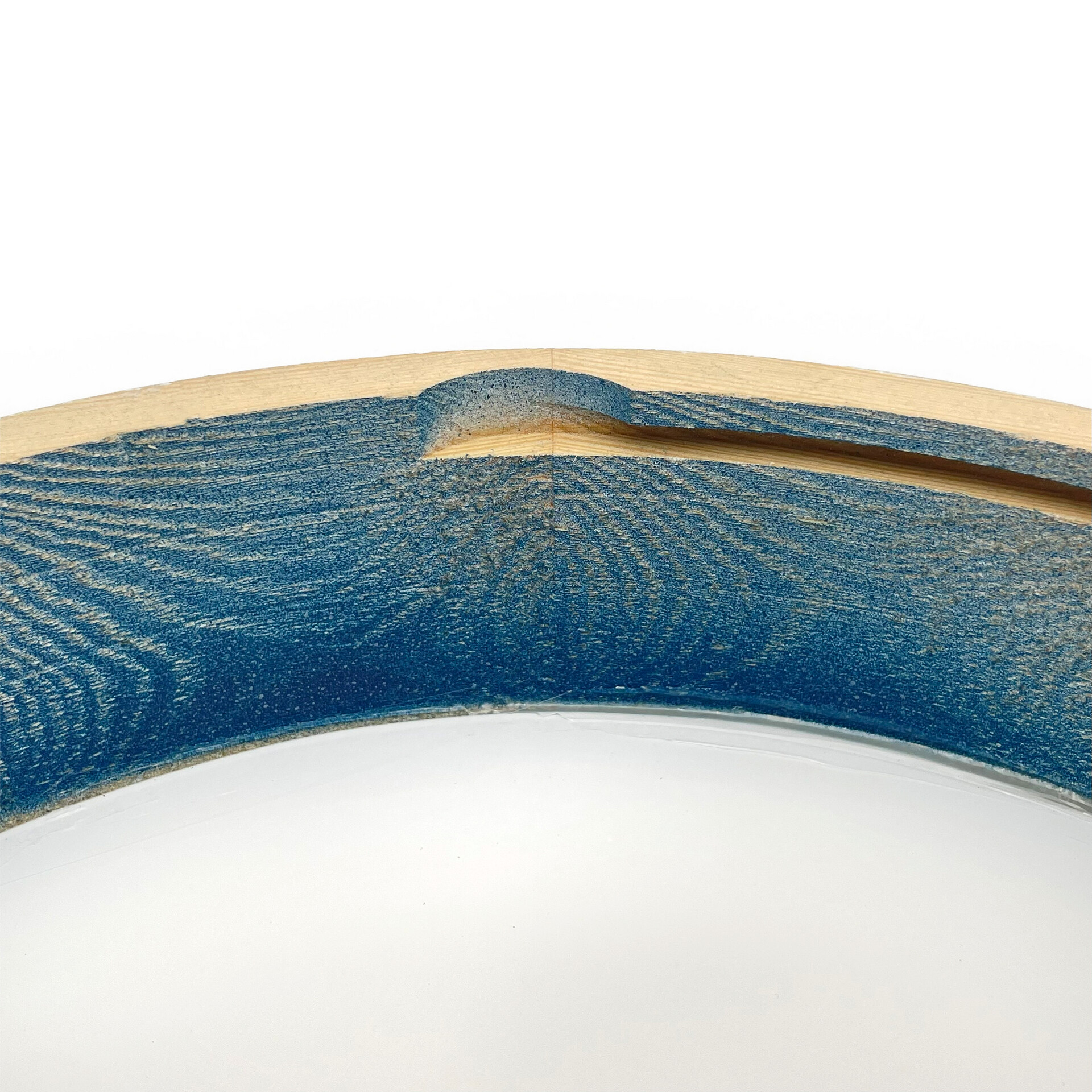 Lamkur Deckenleuchte hellbraun blau Glas Holz B/H/L: ca. 28x28x10 cm 1 Brennstellen