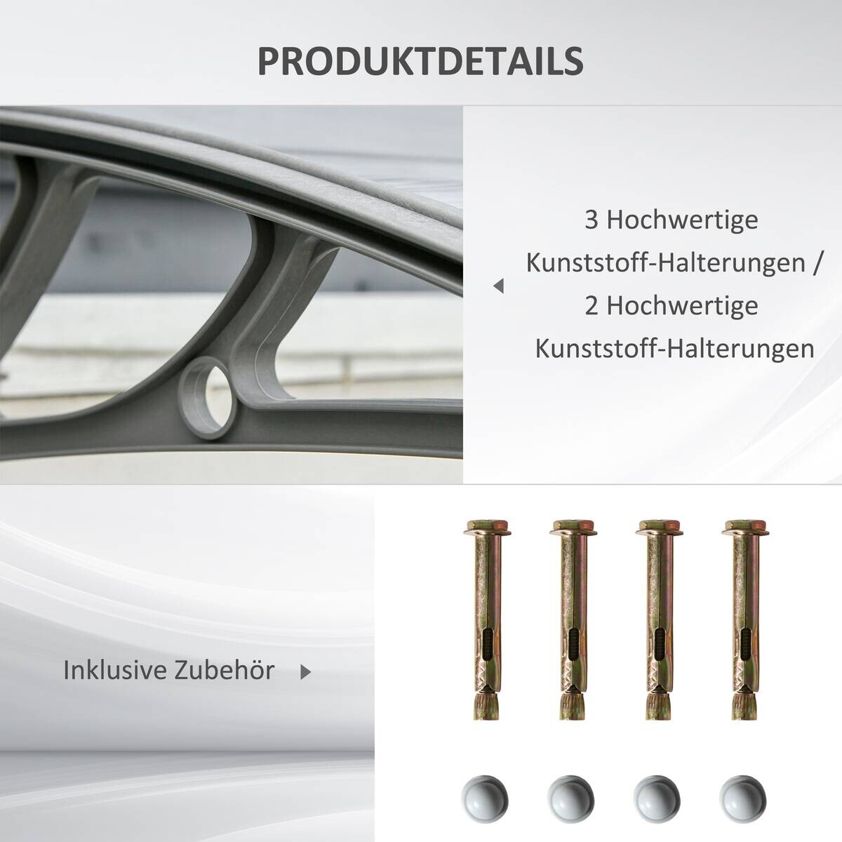 Outsunny Vordach für Haustür silber B/H/L: ca. 75x23x100 cm