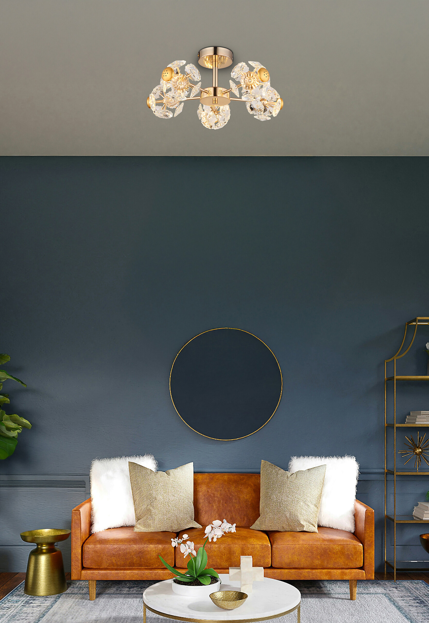 GLOBO Deckenleuchte gold klar Glas Metall H/D: ca. 22x50 cm 1 Brennstellen