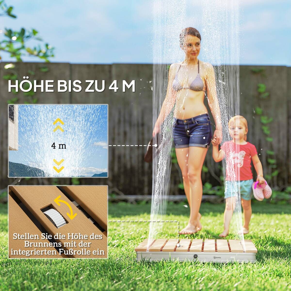 Outsunny Bodendusche Holzoptik Acryl