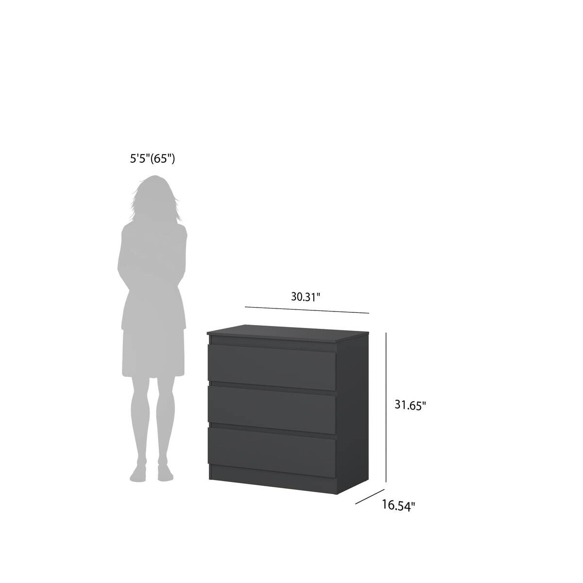 Kommode Mara schwarz B/H/T: ca. 77x80,5x42 cm