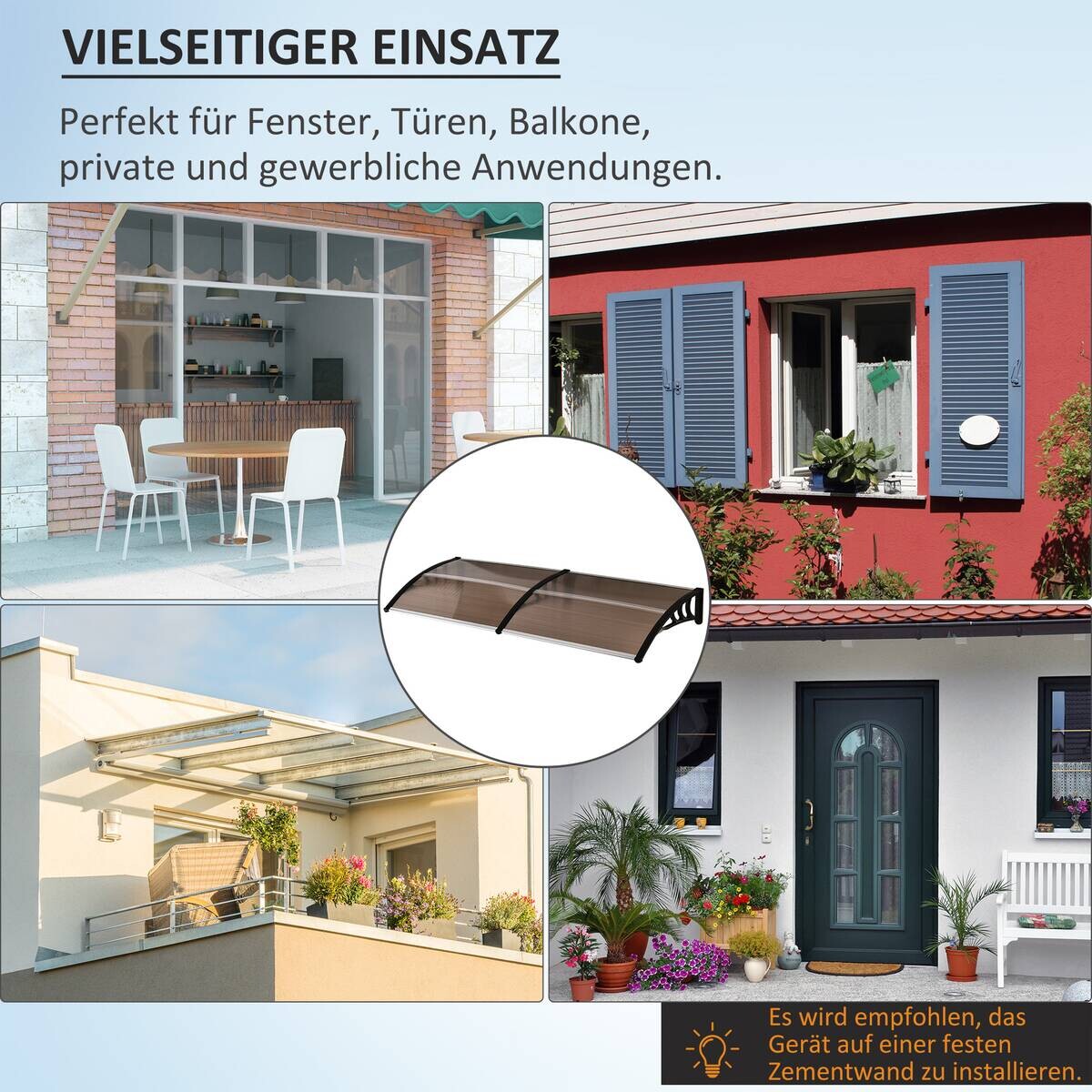 Outsunny Vordach braun B/H/L: ca. 195x75x23 cm