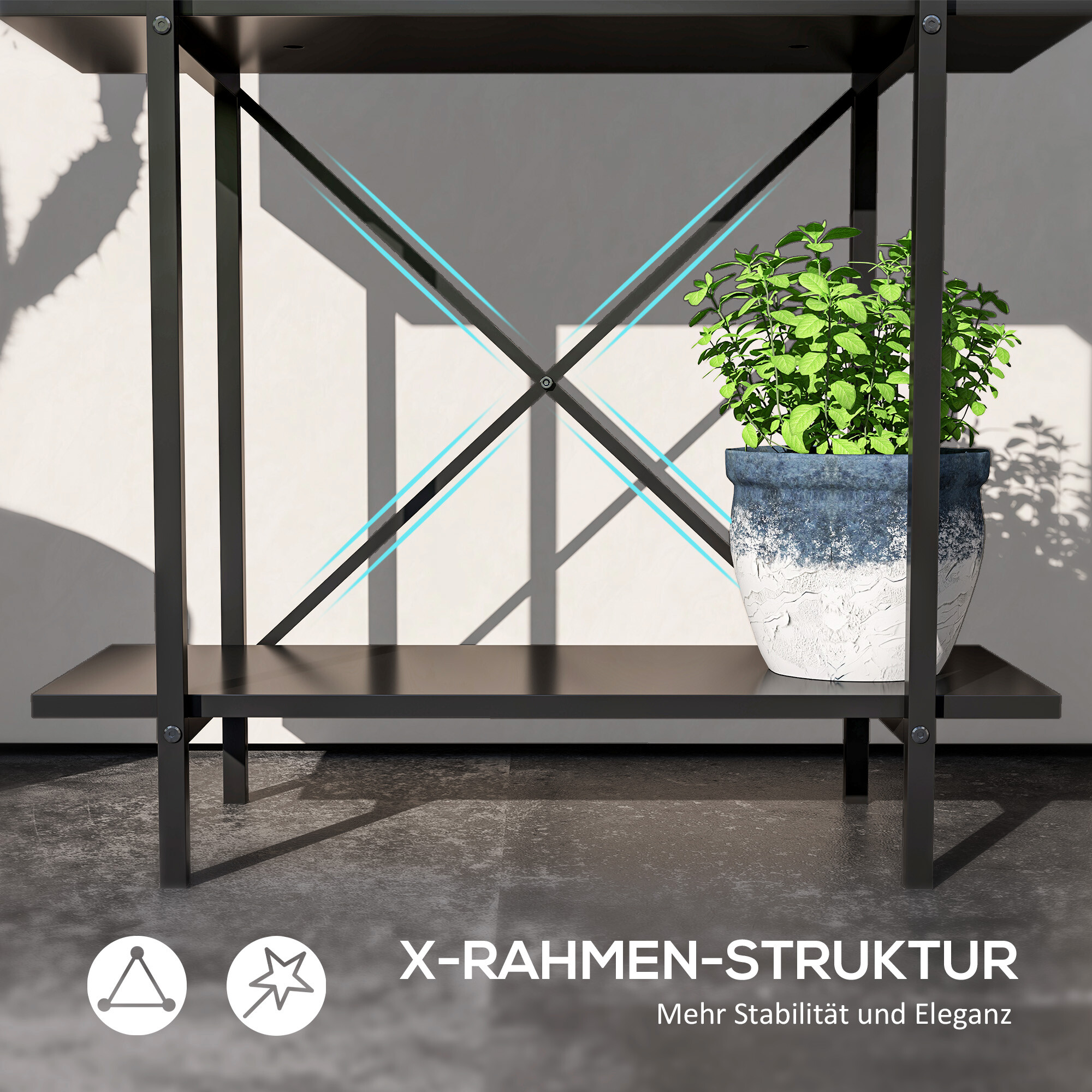 Outsunny Pflanzenständer schwarz Metall B/H/L: ca. 25x70x60 cm