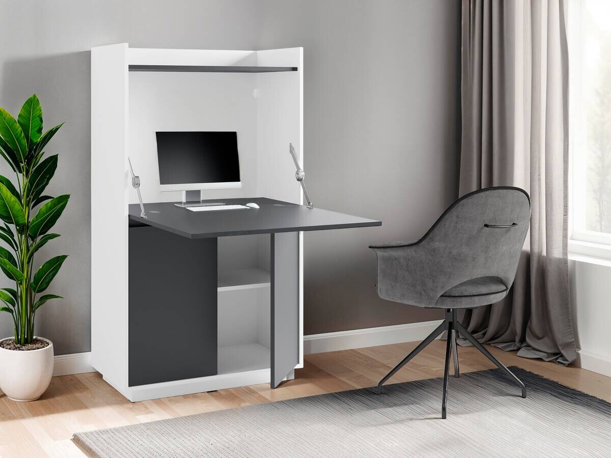 Sekretär HANNES weiß anthrazit B/H/T: ca. 80x141x40 cm