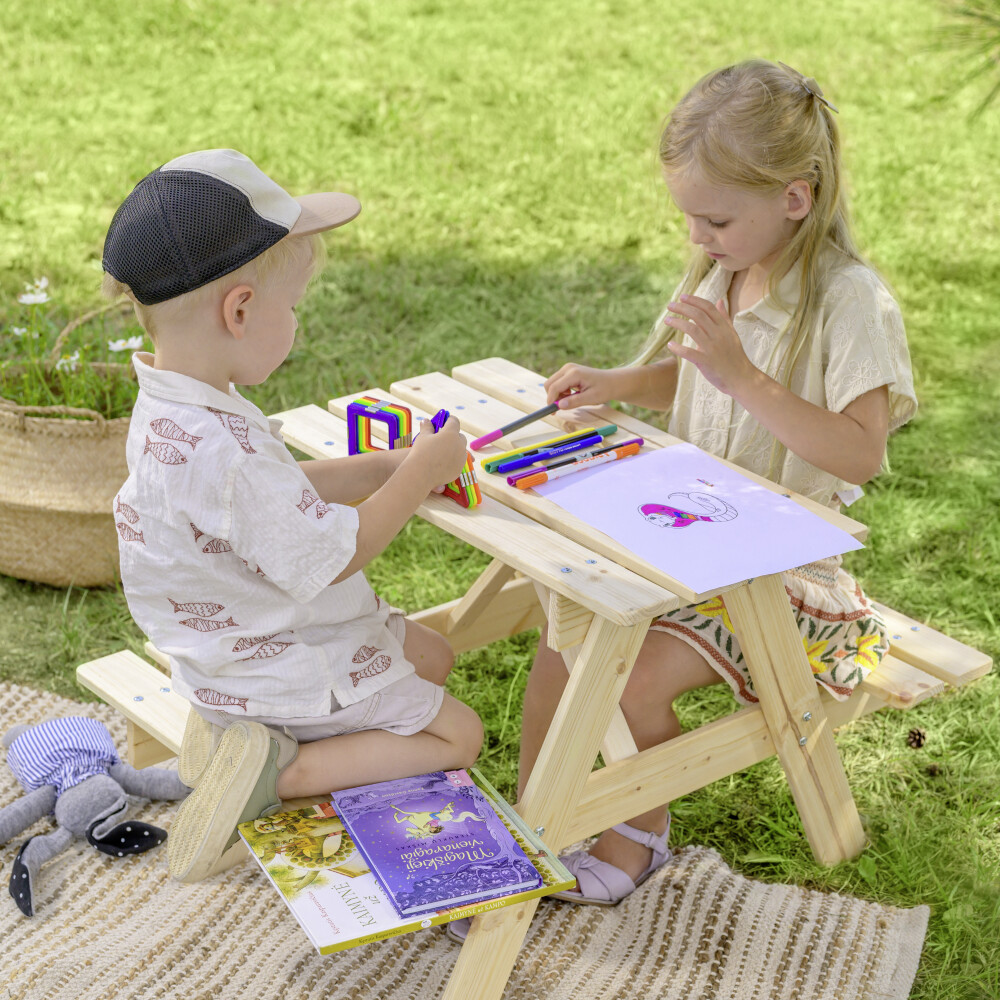 Timbela Kindersitzgarnitur M012 natur Holz B/H/L: ca. 60x50x81 cm