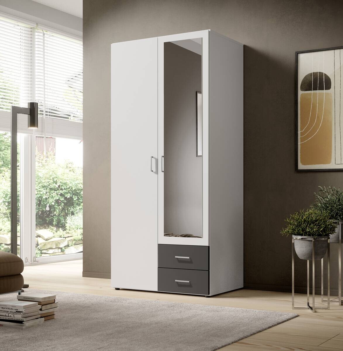 Kleiderschrank Base 2 weiß Graphit B/H/T: ca. 81x176x51 cm Kleiderschrank Base 2 weiß Graphit B/H/T: ca. 81x176x51 cm