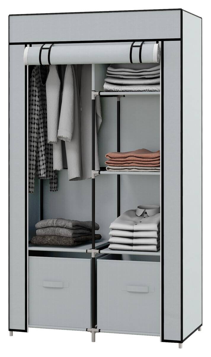 HOMCOM Kleiderschrank hellgrau Polypropylen B/H/L: ca. 42,5x83x162,5 cm
