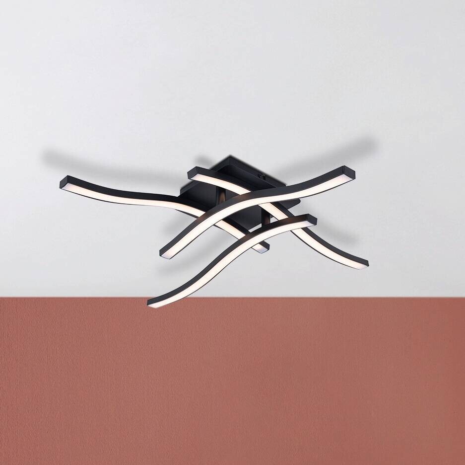 Näve Leuchten Deckenleuchte 1383222 schwarz Kunststoff Metall B/H/T: ca. 45x11x45 cm null 4 Brennstellen