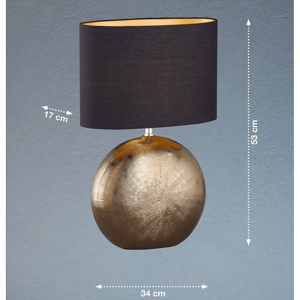 Fischer & Honsel Keramik-Tischleuchte 50556 Foro bronze schwarz Keramik Stoff E27 1 Brennstellen