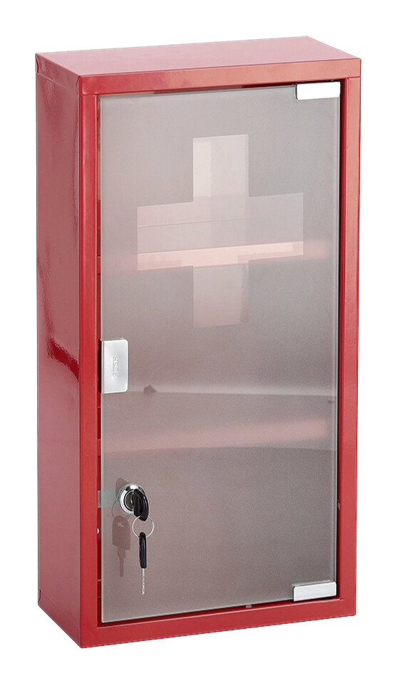 Medizinschrank rot Metall B/H/L: ca. 12x45x25 cm