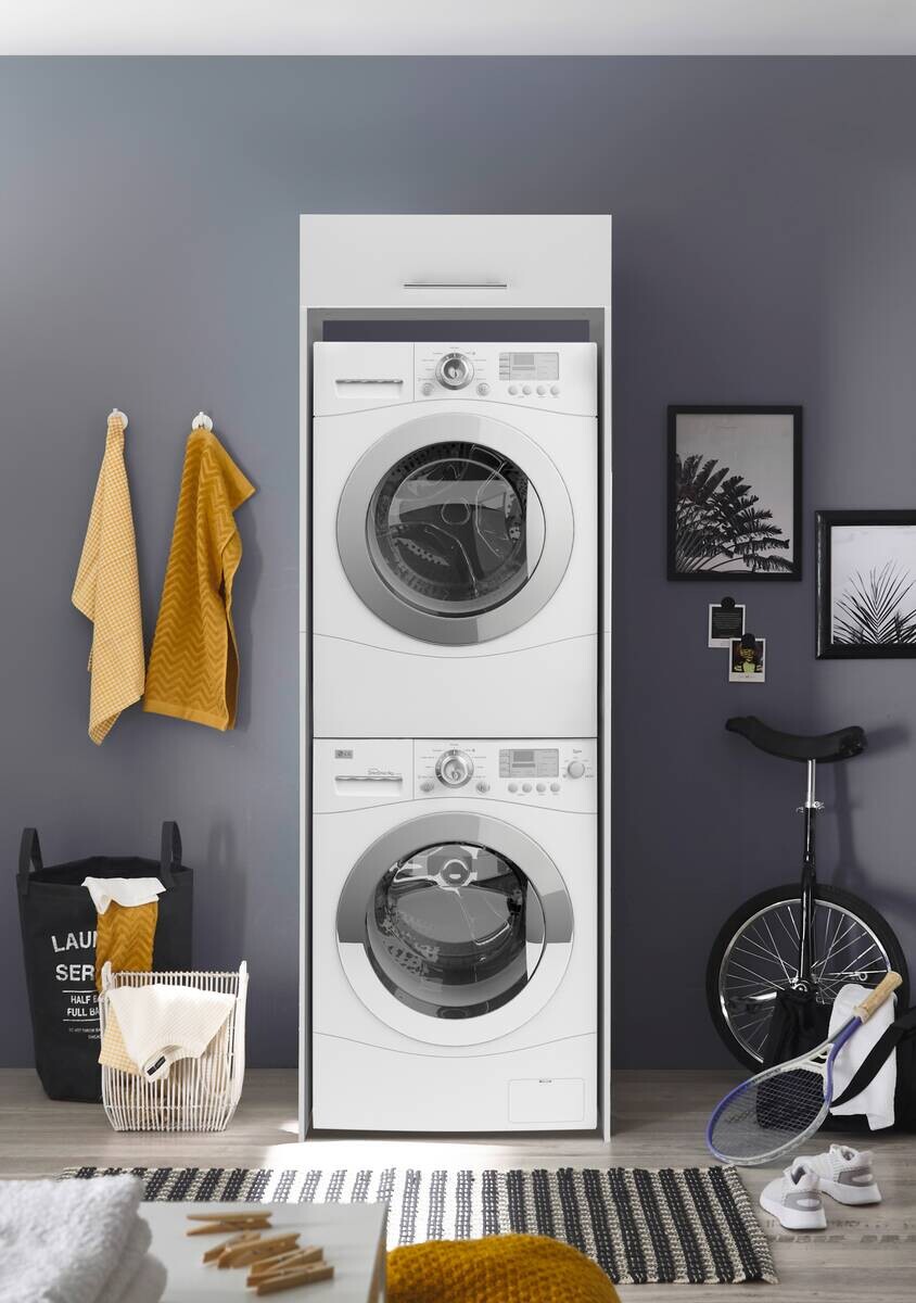 Respekta Waschmaschinenumbauschrank Clara weiß matt B/H/T: ca. 67,4x200x67,6 cm