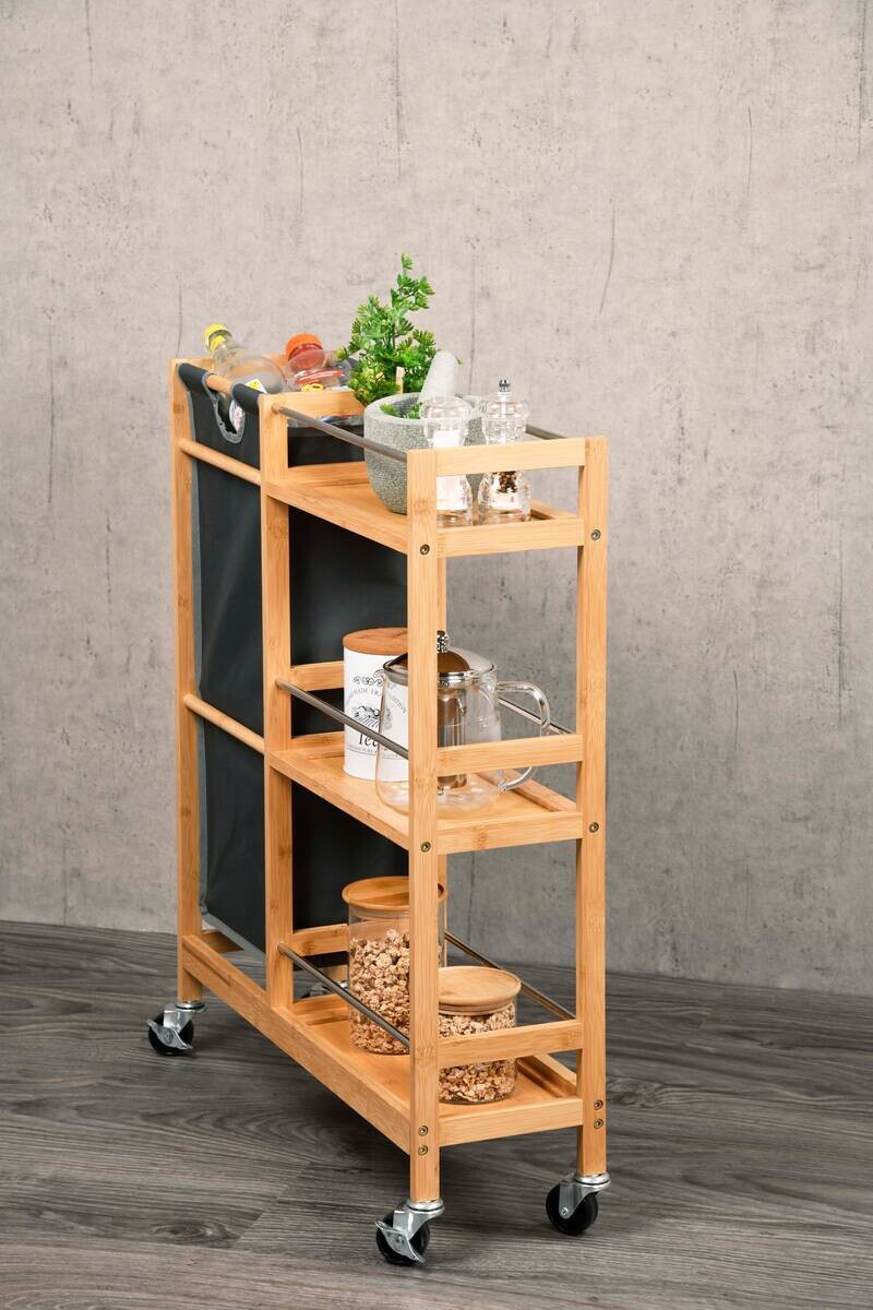 Kesper Nischenwagen grau Bambus B/H/L: ca. 24,5x9,5x79 cm