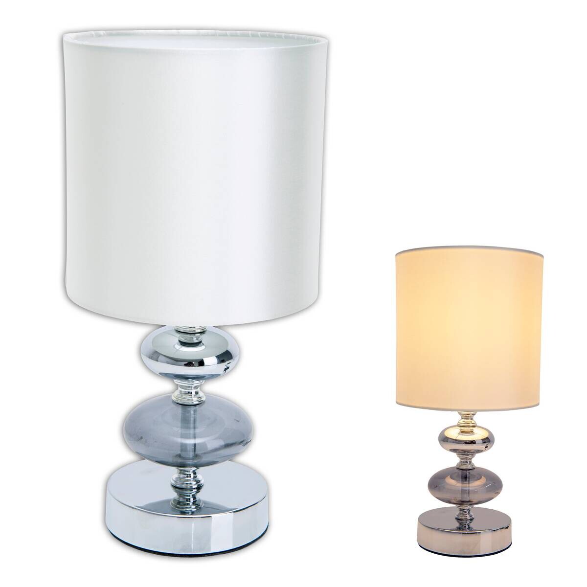 Näve Leuchten Tischleuchte 3098123 weiß Textil Metall B/H/T: ca. 15x28,5x15 cm E14 1 Brennstellen