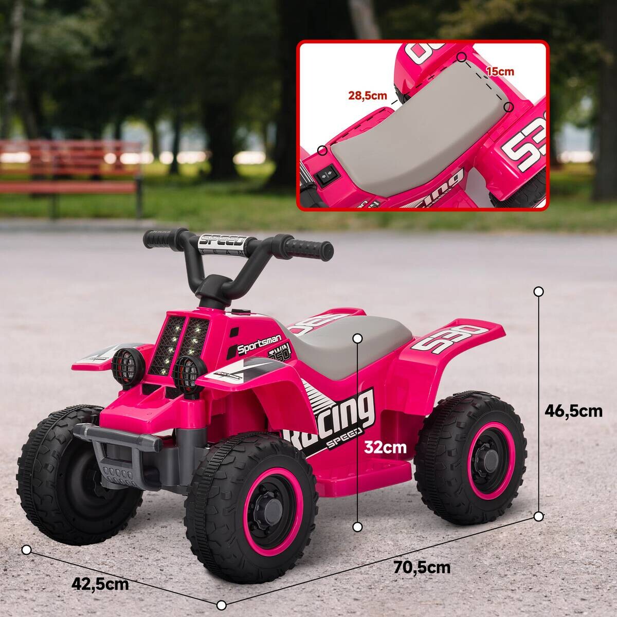 AIYAPLAY Kinder Elektro-Quad rosa B/H/L: ca. 42,5x46,5x70,5 cm