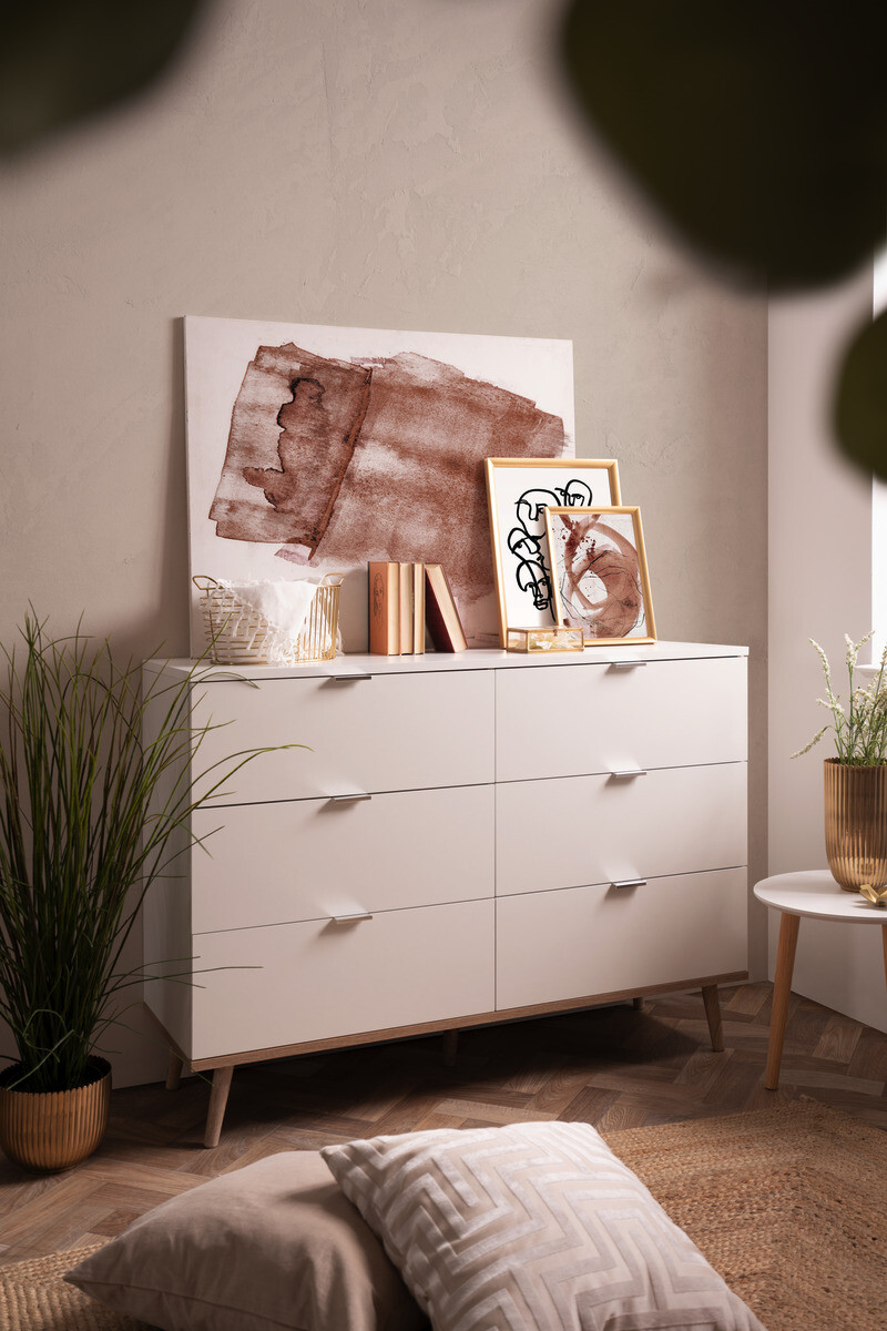 Kommode Göteborg weiß Eiche Sonoma Nachbildung B/H/T: ca. 120x87x40 cm