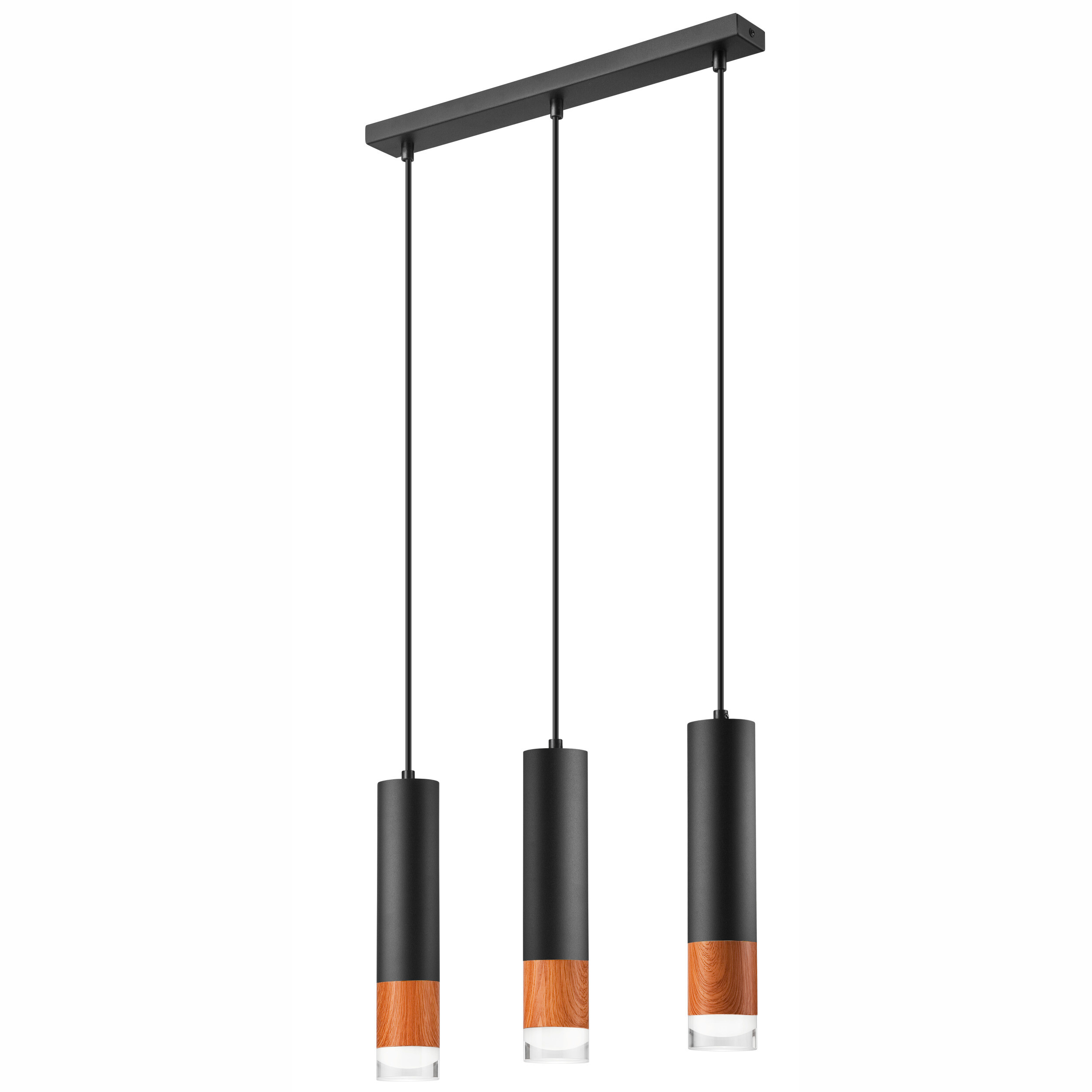 Lamkur Pendelleuchte schwarz Stahl Glas B/H/L: ca. 8x95x45 cm GU10 3 Brennstellen