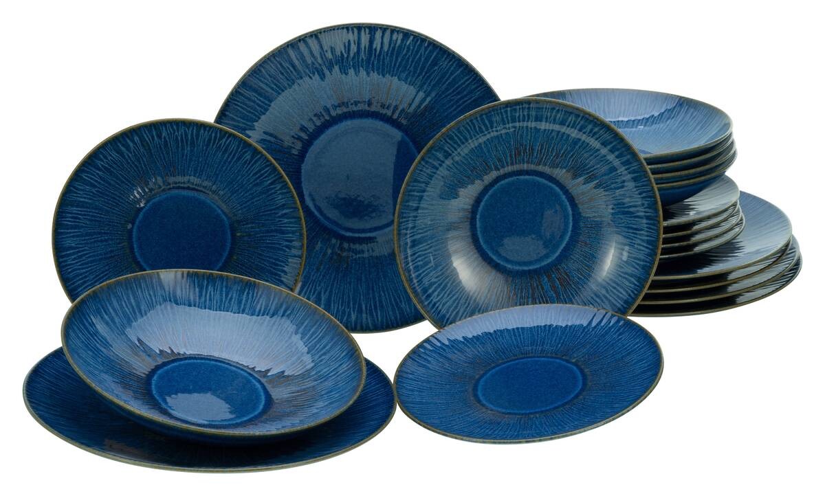 CreaTable Tafelservice Sea Breeze blau Steinzeug 18 tlg.