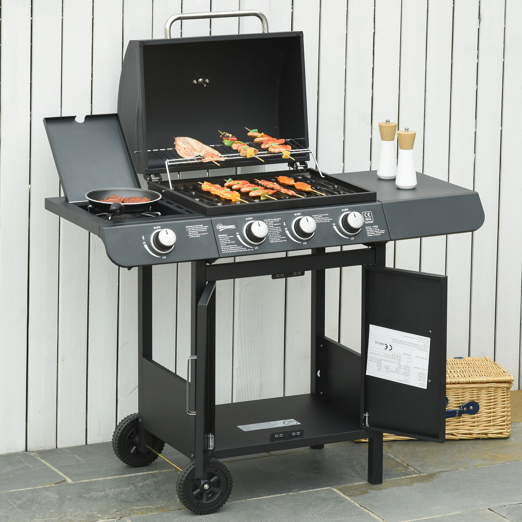 Outsunny Gasgrill Stahl B/H/L: ca. 50x100x110 cm