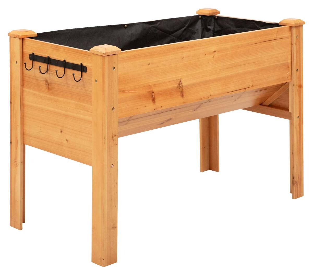 Outsunny Hochbeet mit 4 Hake natur Metall B/H/L: ca. 60x81x120 cm