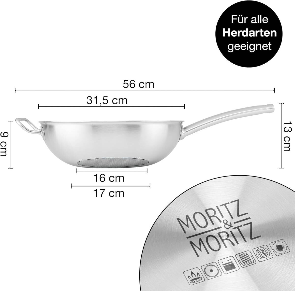 Moritz & Moritz Wokpfanne silber Aluminium