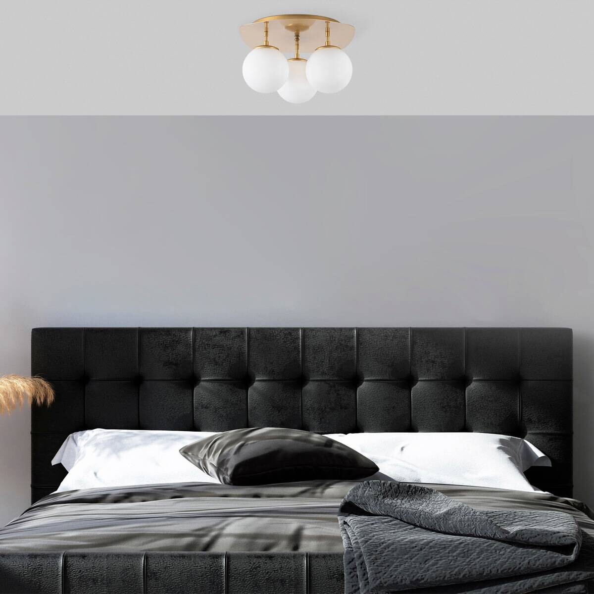 Opviq Deckenleuchte Well-11710 gold Glas B/H/T/L: ca. 37x25x44x37 cm E14 3 Brennstellen