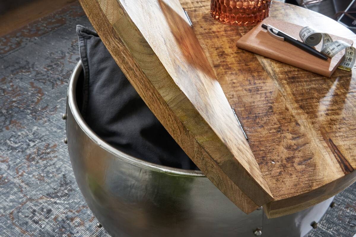 Wohnling Couchtisch silber braun B/H/T: ca. 60x43x60 cm