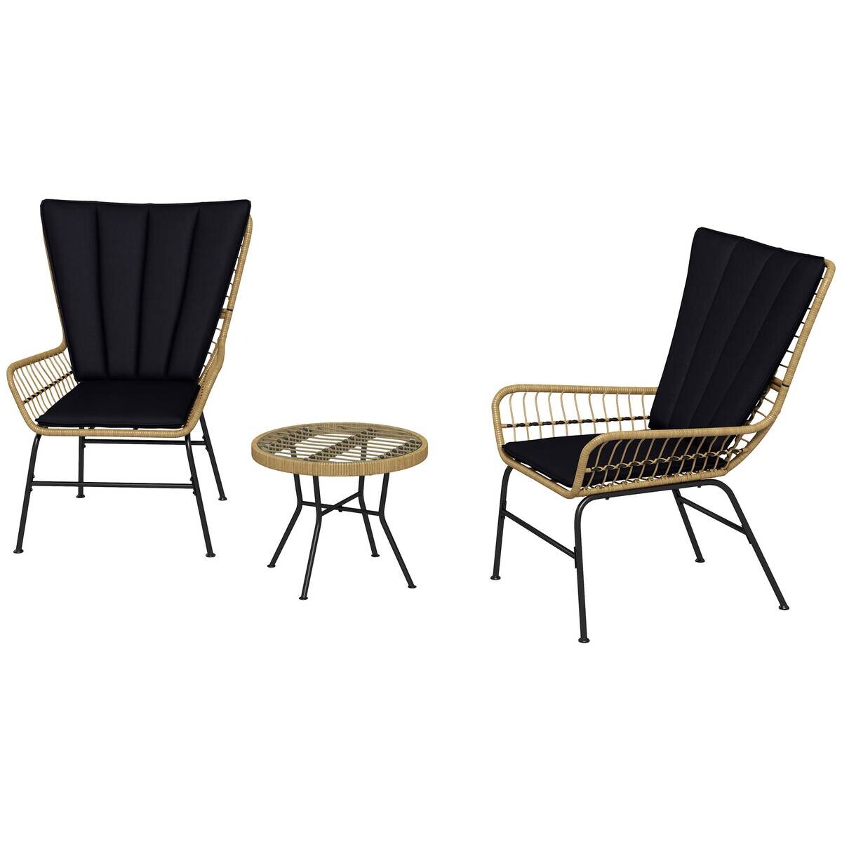 Outsunny Bistro-Set schwarz Polyrattan B/H/L: ca. 68x95x78 cm