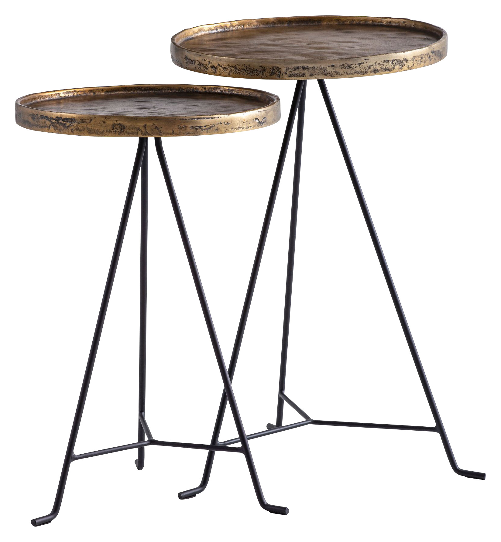 Beistelltisch 2er Set gold dunkel Optik Aluminium B/H/T: ca. 38x63x38 cm