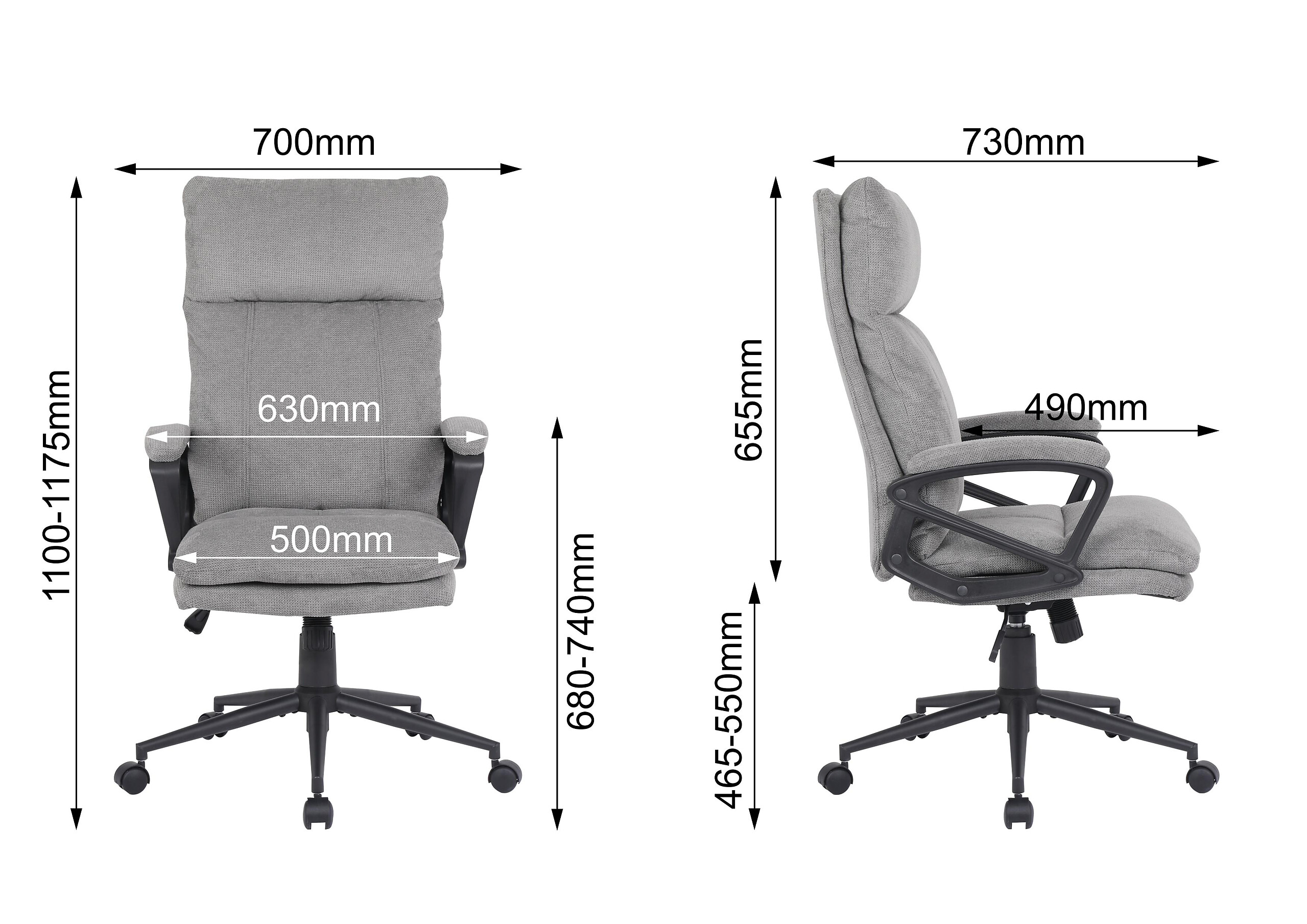 Chefsessel Domi grau Stoff