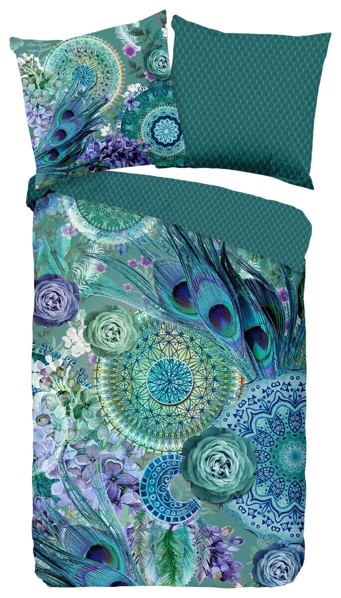 Baumwoll Bettwäsche Kari Satin grün Baumwolle B/L: ca. 155x220 cm