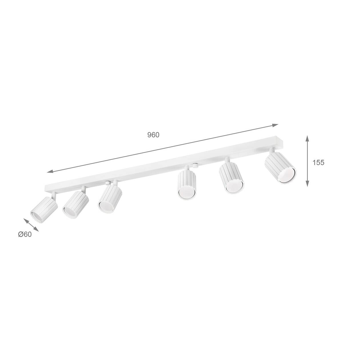 Lamkur Strahler Prisma weiß Stahl B/H/L: ca. 6,5x16,5x117 cm 6 Brennstellen