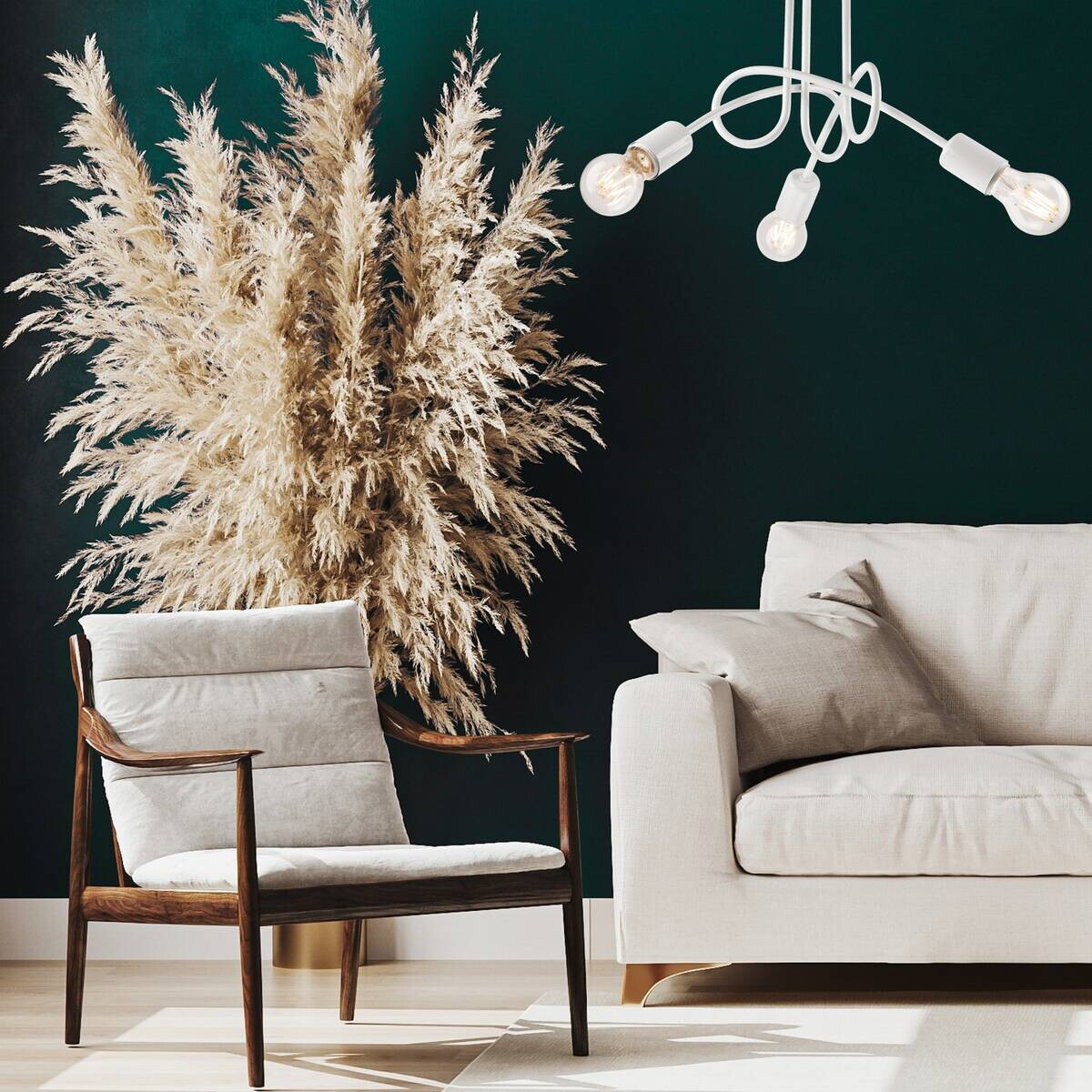 Lamkur Deckenleuchte Camilla weiß Stahl H/L: ca. 30x36 cm E27 3 Brennstellen