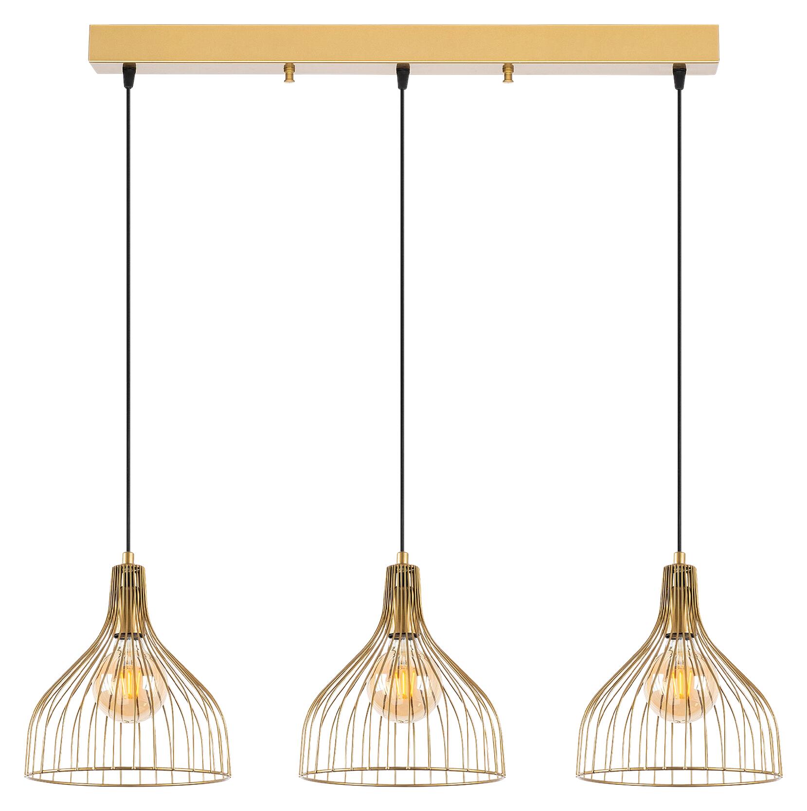 Opviq Pendelleuchte Cafu-11566-1 gold B/H/T/L: ca. 25x121x25x94 cm E27 3 Brennstellen