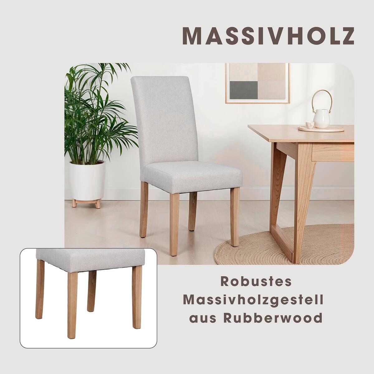 Stuhl ELIAS, 2er-Set taupe Webstoff B/H/T: ca. 47x99,5x60 cm