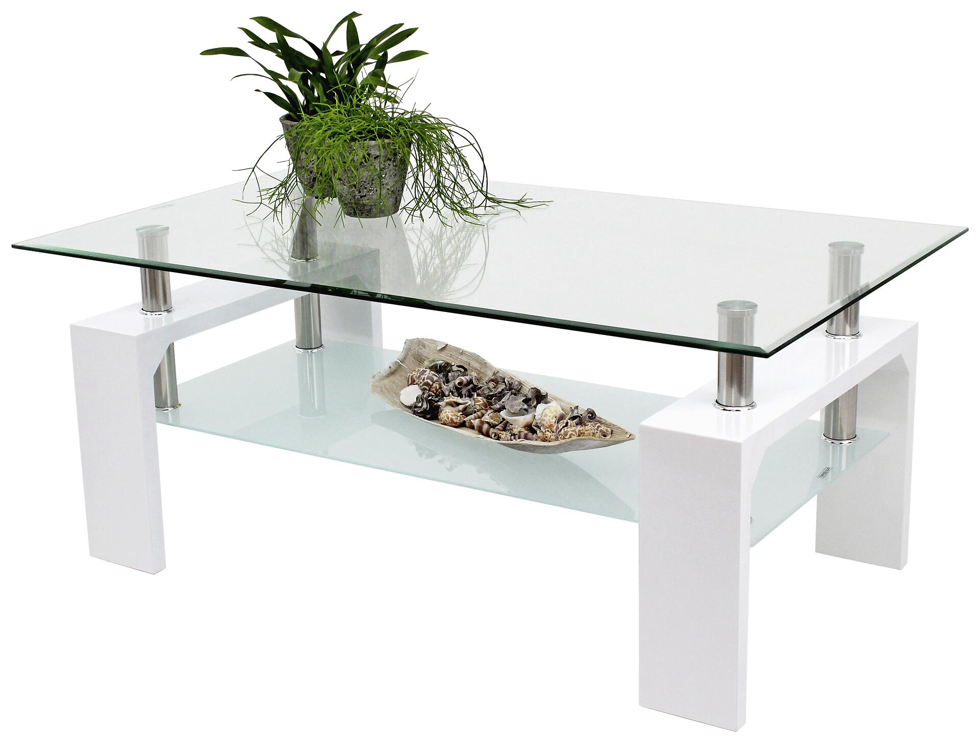 Glascouchtisch Modena weiß glasklar B/H/T: ca. 100x45x60 cm